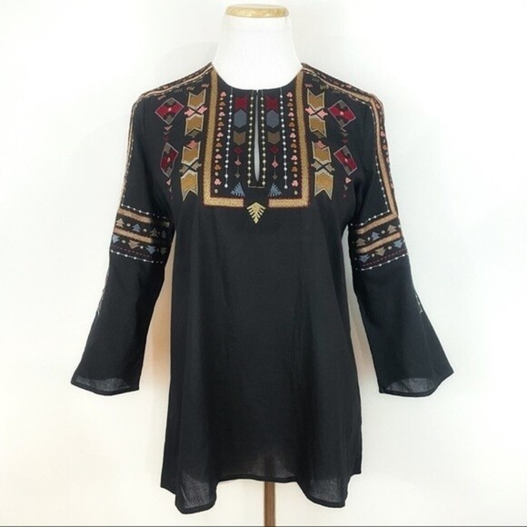 L’AGENCE | Embroidered Tunic 3/4 Sleeve Top XS NWT - Picture 2 of 10